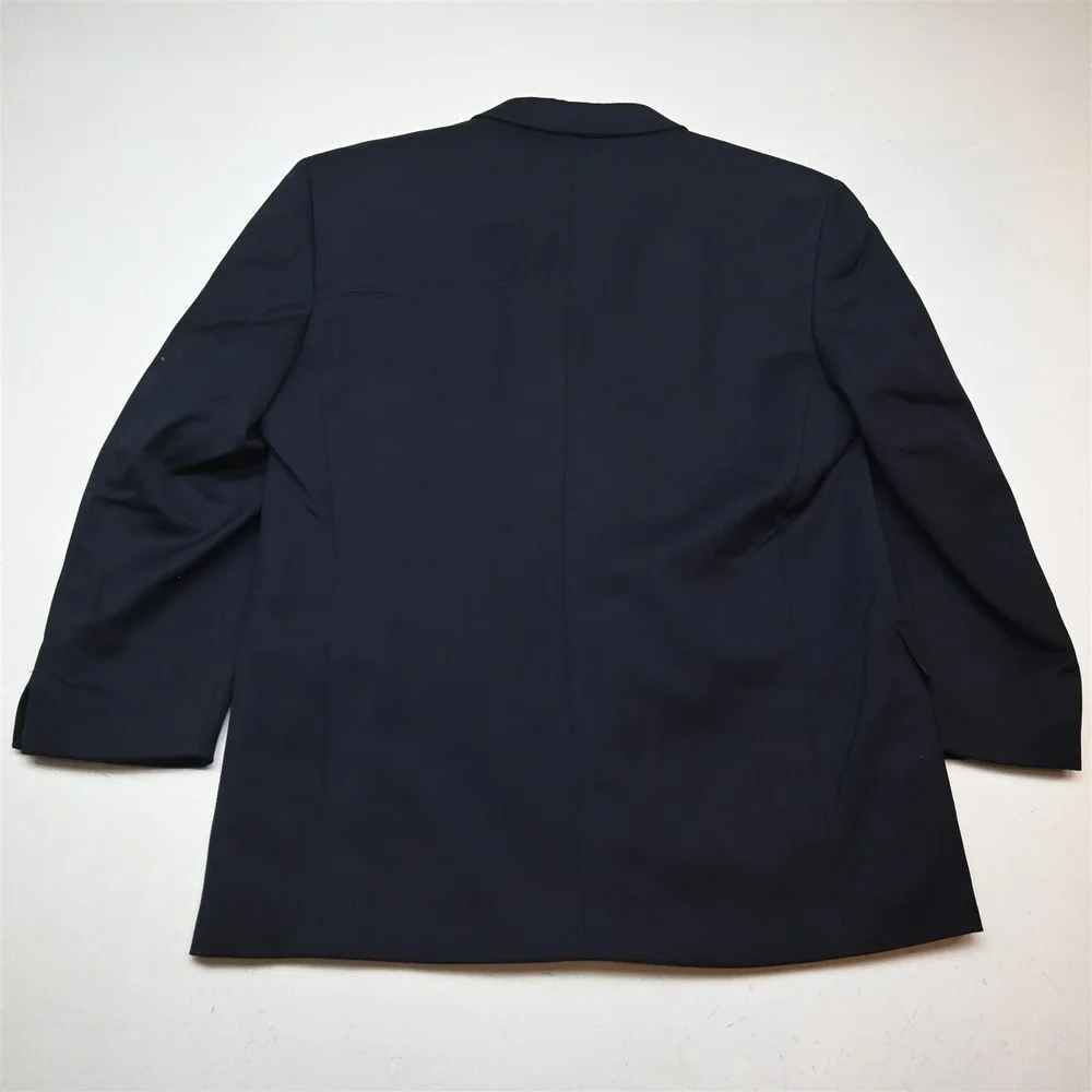 Vtg USA Made Double Breasted 42S 36x30 Navy Blue Wool Mens Jacket Pants Suit
